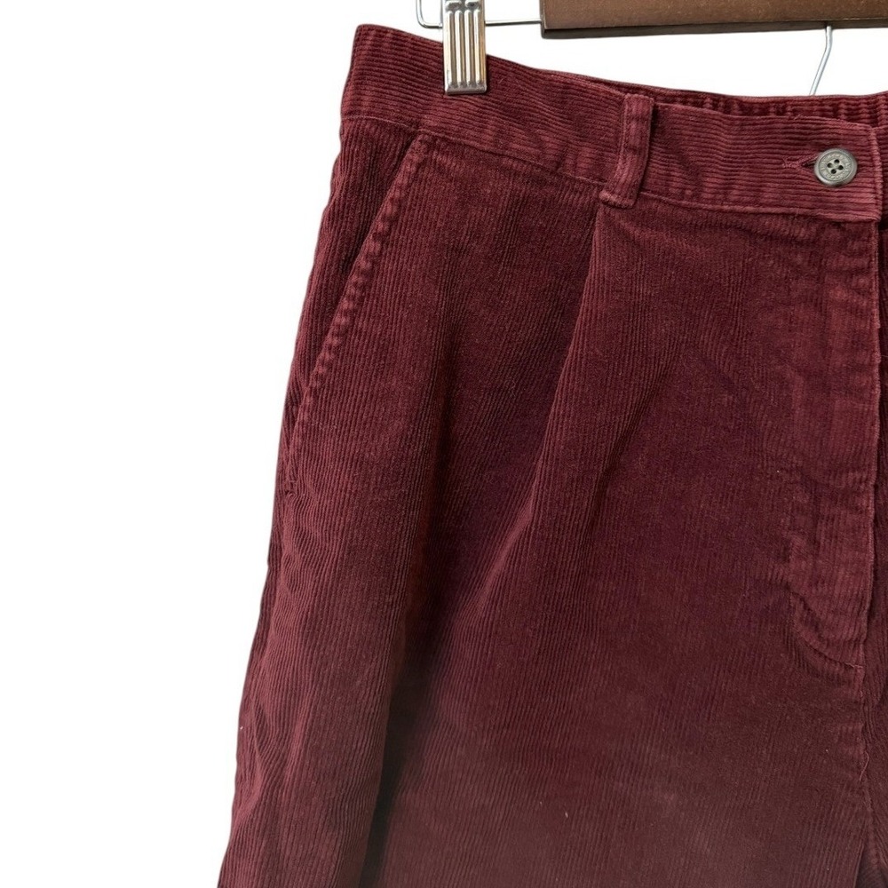 LL Bean Womens Corduroy Mom Pants 10 Burgundy Pleated High Rise Tapered Fall Vtg - Picture 5 of 9